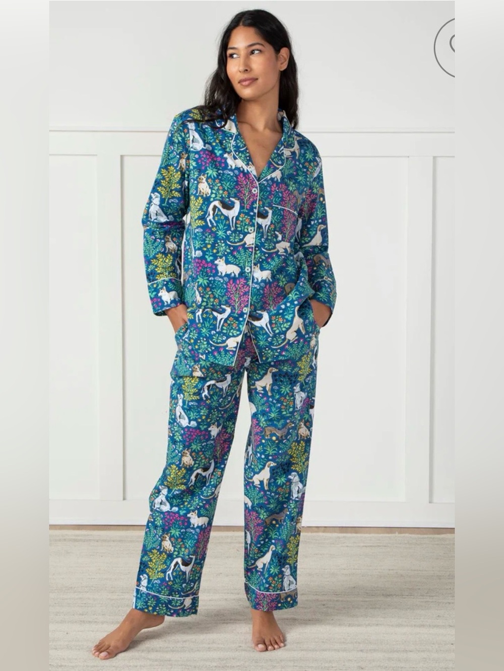 Printfresh Must Love Dogs Long PJ Pajama Set 100% Organic Cotton Poplin